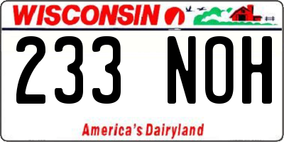 WI license plate 233NOH