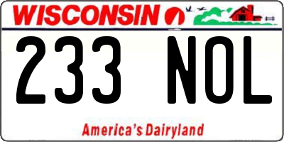 WI license plate 233NOL