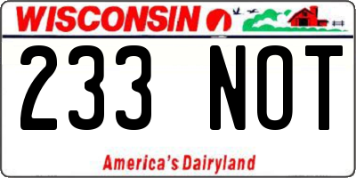 WI license plate 233NOT
