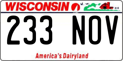 WI license plate 233NOV