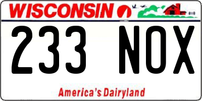 WI license plate 233NOX