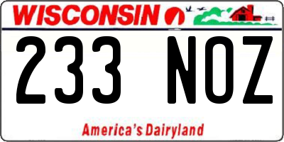 WI license plate 233NOZ