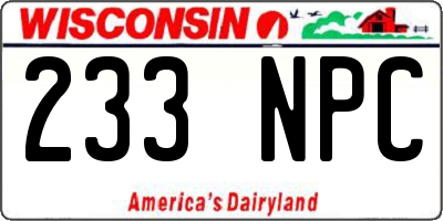 WI license plate 233NPC