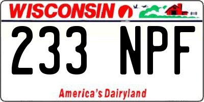 WI license plate 233NPF