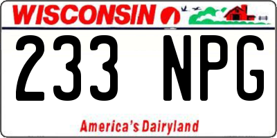 WI license plate 233NPG