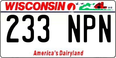 WI license plate 233NPN