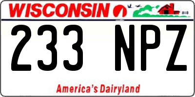 WI license plate 233NPZ