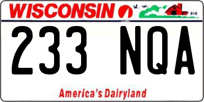 WI license plate 233NQA
