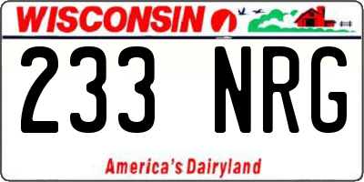 WI license plate 233NRG