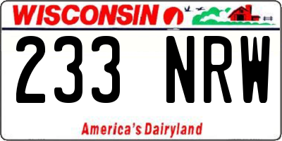 WI license plate 233NRW