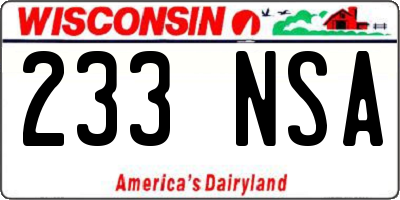 WI license plate 233NSA