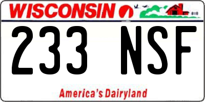 WI license plate 233NSF