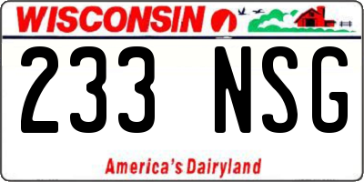 WI license plate 233NSG