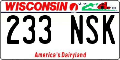 WI license plate 233NSK