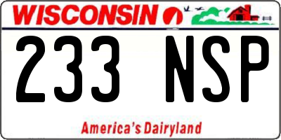 WI license plate 233NSP