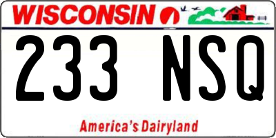 WI license plate 233NSQ