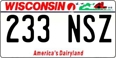 WI license plate 233NSZ