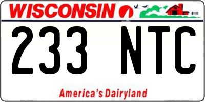 WI license plate 233NTC