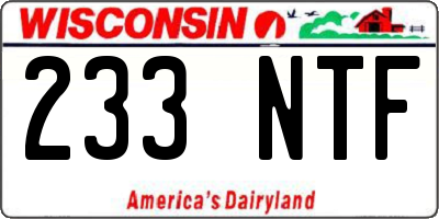 WI license plate 233NTF