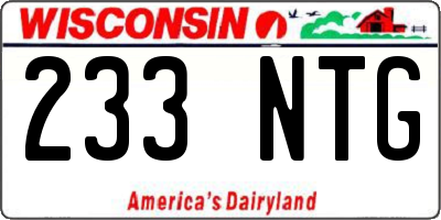 WI license plate 233NTG