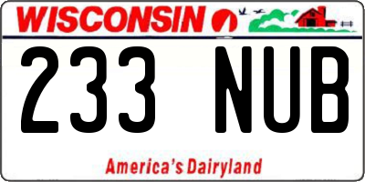 WI license plate 233NUB