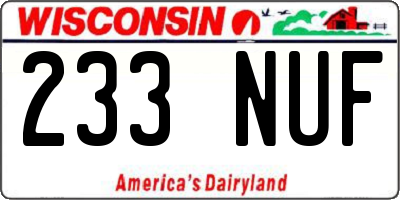 WI license plate 233NUF