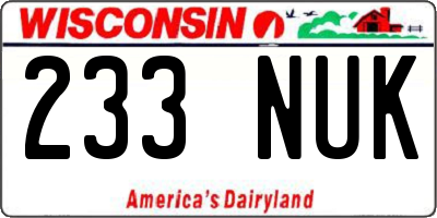 WI license plate 233NUK