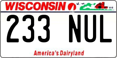 WI license plate 233NUL