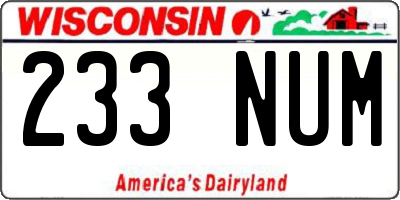 WI license plate 233NUM