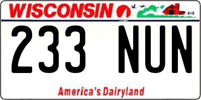 WI license plate 233NUN
