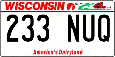 WI license plate 233NUQ