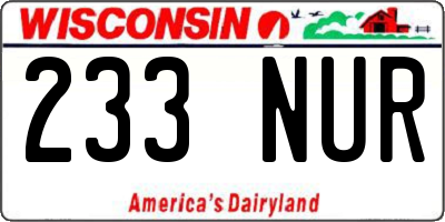 WI license plate 233NUR
