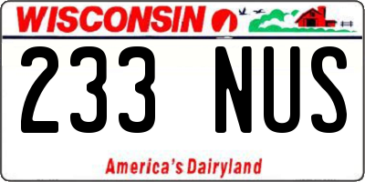 WI license plate 233NUS