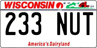 WI license plate 233NUT