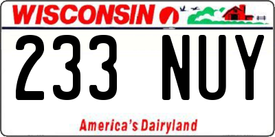 WI license plate 233NUY