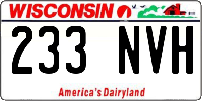 WI license plate 233NVH