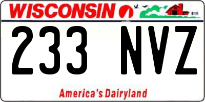 WI license plate 233NVZ