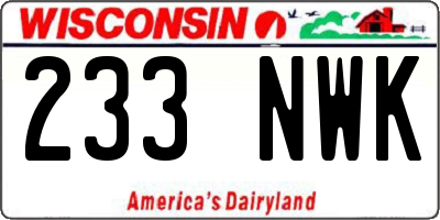 WI license plate 233NWK
