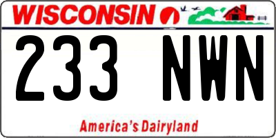 WI license plate 233NWN