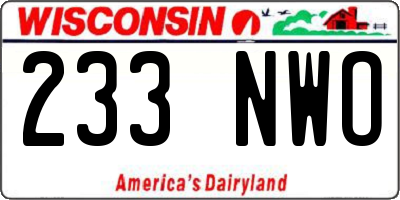 WI license plate 233NWO