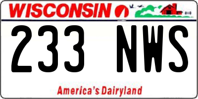 WI license plate 233NWS