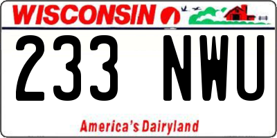 WI license plate 233NWU