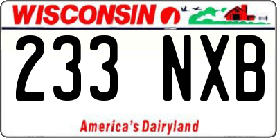 WI license plate 233NXB