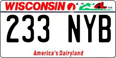 WI license plate 233NYB