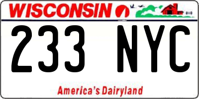 WI license plate 233NYC