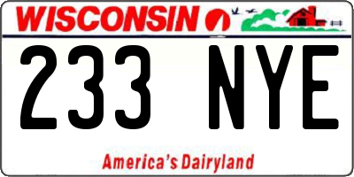 WI license plate 233NYE