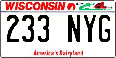 WI license plate 233NYG