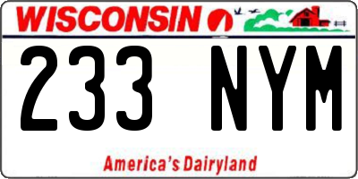 WI license plate 233NYM
