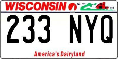 WI license plate 233NYQ