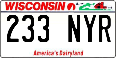 WI license plate 233NYR